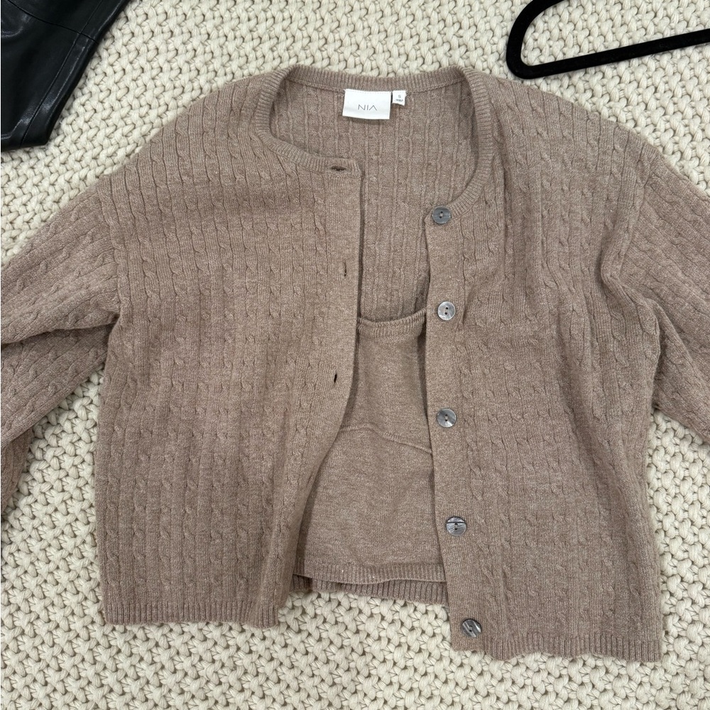 Women's Tan Sweater Set